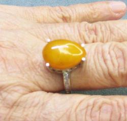 SeCCaR KAYA DaMLa KEHRİBAR TaŞLı GÜMÜŞ KADIN YÜZÜĞÜ....