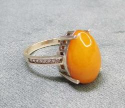 SeCCaR KAYA DaMLa KEHRİBAR TaŞLı GÜMÜŞ KADIN YÜZÜĞÜ....