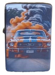 Yarış Arabası Baskılı Zippo Tarzı Benzinli Çakmak Siyah