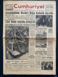 Cumhuriyet - 10 Kasım 1953 Ataürk’ün naaşının nakli manşette