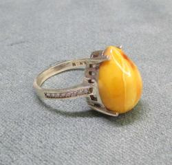 SeCCaR KAYA DaMLa KEHRİBAR TaŞLı GÜMÜŞ KADIN YÜZÜĞÜ....