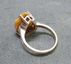 SeCCaR KAYA DaMLa KEHRİBAR TaŞLı GÜMÜŞ KADIN YÜZÜĞÜ....