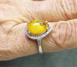 SeCCaR KAYA DaMLa KEHRİBAR TaŞLı GÜMÜŞ KADIN YÜZÜĞÜ....