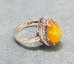 SeCCaR KAYA DaMLa KEHRİBAR TaŞLı GÜMÜŞ KADIN YÜZÜĞÜ....