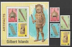 1976 Gilbert Adaları Eserler Blok + Seri Komple Set MNH