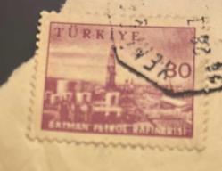 Türk Pulu - Turkish Stamp - Mektup Zarfından Kesilmiş /Postadan Geçmiş Pul Filateli - DAMGALI -  BATMAN PETROL RAFİNERİSİ TEMALI PUL, 30 PARA - Türkiye Cumhuriyeti - NOSTALJİK DOĞUM GÜNÜ HEDİYESİ