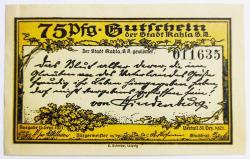 Almanya Asırlık Notgeld 75 Pfenning..((1921))