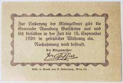 Avusturya Asırlık Notgeld 50 Heller..((1920))