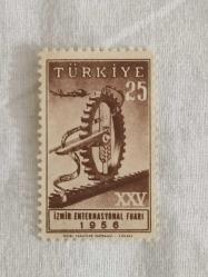PUL0340-TÜRKİYE CUMHURİYETİ 1956 YILI  İZMİR ENTERNASYONAL FUARI PULLARI 25