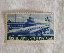 PUL0342-TÜRKİYE CUMHURİYETİ 1954 YILI  UÇAK PULLARI 35 KURUŞ