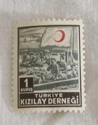 PUL0348-TÜRKİYE CUMHURİYETİ 1953 YILI  KIZILAY DERNEĞİ PULLARI 1 KURUŞ