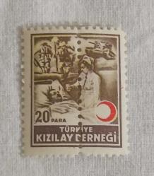 PUL0349-TÜRKİYE CUMHURİYETİ 1953 YILI  KIZILAY DERNEĞİ PULLARI 20 PARA ****ERORLU PULLAR*****