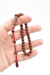 Hakkı Usta İmzalı Küre Kesim Bilek Boy Kahverengi Sıkma Kehribar Tesbih