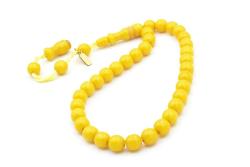 Hakkı Usta İmzalı Küre Kesim Bilek Boy Sarı Sıkma Kehribar Tesbih