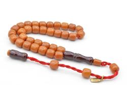 Hakkı Usta İmzalı Fıçı Kesim Bilek Boy Turuncu Sıkma Kehribar Tesbih