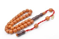 Hakkı Usta İmzalı Fıçı Kesim Bilek Boy Turuncu Sıkma Kehribar Tesbih