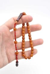 Hakkı Usta İmzalı Fıçı Kesim Bilek Boy Turuncu Sıkma Kehribar Tesbih