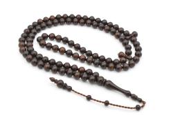 Sistemli Sığırcık Kesim 99 luk Koyu Kahverengi Toz Kehribar Tesbih