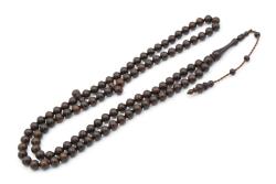 Sistemli Sığırcık Kesim 99 luk Koyu Kahverengi Toz Kehribar Tesbih