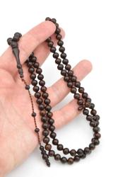 Sistemli Sığırcık Kesim 99 luk Koyu Kahverengi Toz Kehribar Tesbih