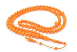 Sistemli Sığırcık Kesim 99 luk Turuncu Toz Kehribar Tesbih