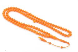 Sistemli Sığırcık Kesim 99 luk Turuncu Toz Kehribar Tesbih