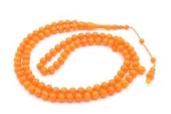 Sistemli Sığırcık Kesim 99 luk Turuncu Toz Kehribar Tesbih