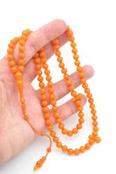 Sistemli Sığırcık Kesim 99 luk Turuncu Toz Kehribar Tesbih