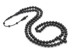 Sistemli Sığırcık Kesim 99 luk Siyah Toz Kehribar Tesbih