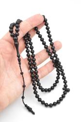 Sistemli Sığırcık Kesim 99 luk Siyah Toz Kehribar Tesbih