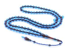 Sistemli Sığırcık Kesim 99 luk Bordo Mavi Toz Kehribar Tesbih