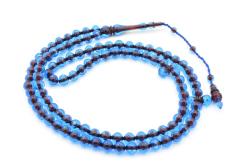 Sistemli Sığırcık Kesim 99 luk Bordo Mavi Toz Kehribar Tesbih