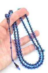 Sistemli Sığırcık Kesim 99 luk Bordo Mavi Toz Kehribar Tesbih