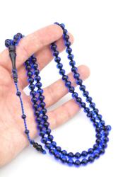 Sistemli Sığırcık Kesim 99 luk Lacivert Toz Kehribar Tesbih