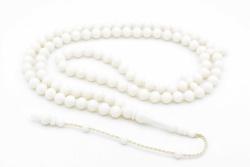 Sistemli Sığırcık Kesim 99 luk Beyaz Toz Kehribar Tesbih