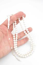 Sistemli Sığırcık Kesim 99 luk Beyaz Toz Kehribar Tesbih