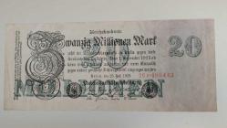 1923 YILI ALMANYA 20.000.000 Alman markı  I. Dünya Savaşı sonrası hiperenflasyon dönemi NADİR RESİMDE GÖRÜLDÜĞÜ GİBİ