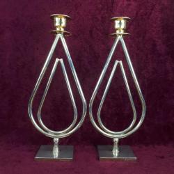 KOREM 24K GOLD & SILVER PLATED JERUSALEM , DAMLA FORMLU BİR ÇİFT ŞAMDAN