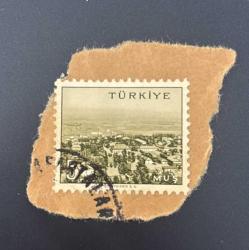 Türk Pulu - Turkish Stamp -Mektup Zarfından Kesilmiş / Postadan Geçmiş Pul Filateli -  Damgalı - MUŞ İLİ MANZARASI TEMALI PUL, 5 PARA - Türkiye Cumhuriyeti - NOSTALJİK DOĞUM GÜNÜ HEDİYESİ