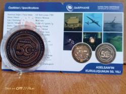 Aselsan'ın Kuruluşunun 50. Yılı Bronz Hatıra Parası( sertifikalı)