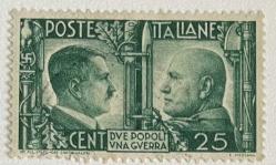 1941:MUSSOLİNİ.HİTLER İTTİFAK. .KLASİK.İTALYA TEK PUL.DAMGALI