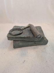 (No44) Laternalı Ahşap Müzik Kutusu ve Porselen Masaüstü Obje