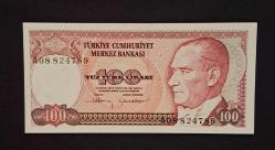 7 EMİSYON 100 TÜRK LİRASI A08 ÇİL KAĞIT PARA