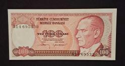 7 EMİSYON 100 TÜRK LİRASI A14 ÇİL KAĞIT PARA