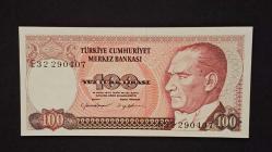 7 EMİSYON 100 TÜRK LİRASI E32 ÇİL KAĞIT PARA