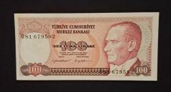 7 EMİSYON 100 TÜRK LİRASI D81 ÇÇT KAĞIT PARA