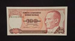 7 EMİSYON 100 TÜRK LİRASI G43 ÇÇT KAĞIT PARA