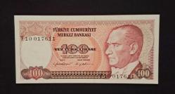 7 EMİSYON 100 TÜRK LİRASI F10 ÇİL ALTI KAĞIT PARA