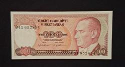 7 EMİSYON 100 TÜRK LİRASI D41 ÇİL ALTI KAĞIT PARA