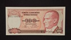 7 EMİSYON 100 TÜRK LİRASI B31 ÇİL ALTI KAĞIT PARA